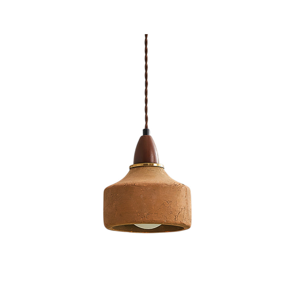 Hanglamp Hout Keramiek Walnoottint Terracotta G9 Fitting Plafondverlichting Eetkamer Keuken Slaapkamer Woonkamer | Sulvida