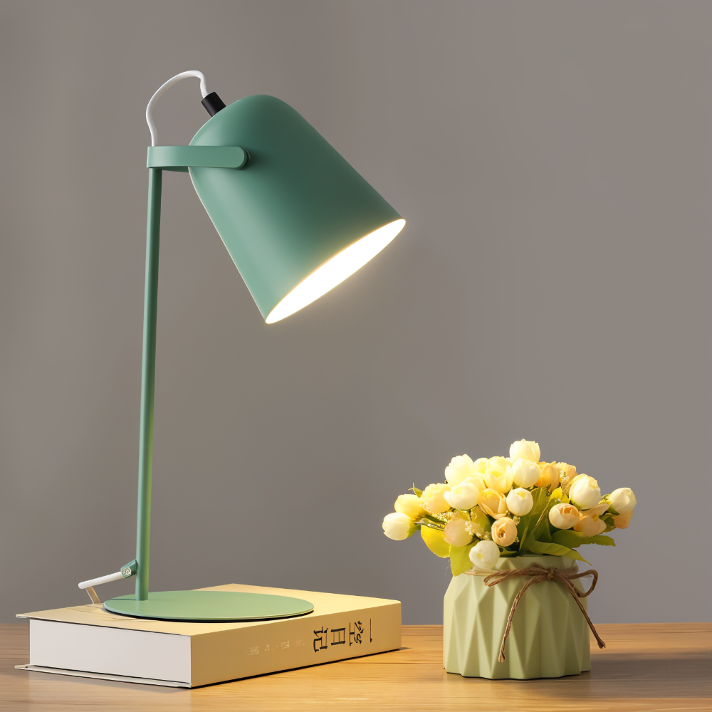 Draaibare Tafellamp met Verstelbare Lampenkap – Macaron Kleuren Design met Oogvriendelijk Licht voor Lezen en Studeren | Sulvida