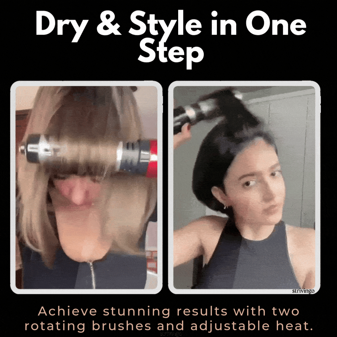 Roterende Föhn en Volumizer 2-in-1 Styling Brush System voor Zowel Stijl als Krullen - Warme Lucht Borstel voor Volume en Glans | Sulvida