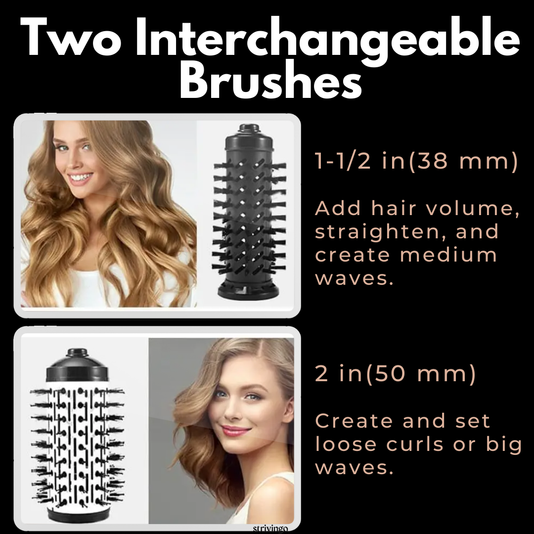 Roterende Föhn en Volumizer 2-in-1 Styling Brush System voor Zowel Stijl als Krullen - Warme Lucht Borstel voor Volume en Glans | Sulvida