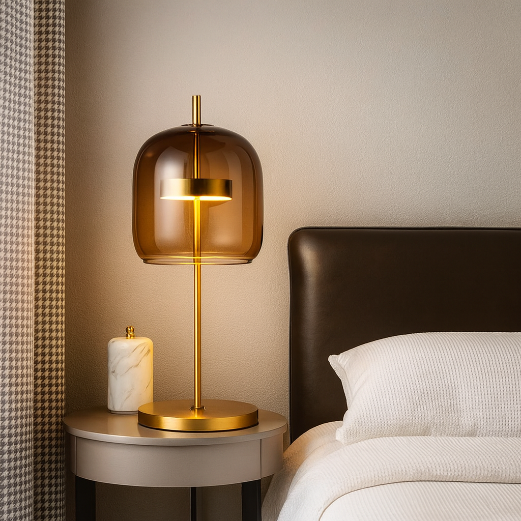 Tafellamp met Gekleurd Glas Design Rookgrijs Amber Transparant Sfeerlicht Nachtkastje LED Woonkamer Slaapkamer | Sulvida