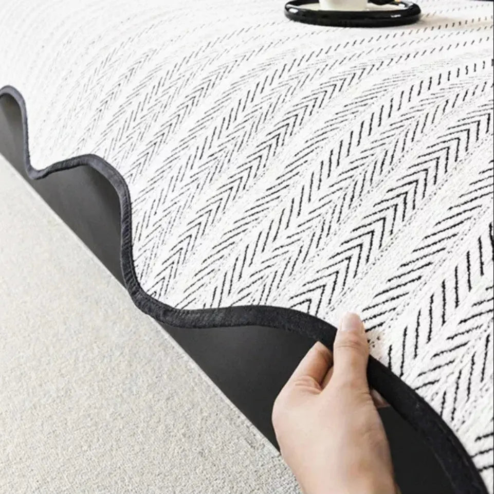 Decoratieve bankhoes met visgraatpatroon en golfrand tijdloze textieldecoratie voor woonkamer slaapkamer | Sulvida
