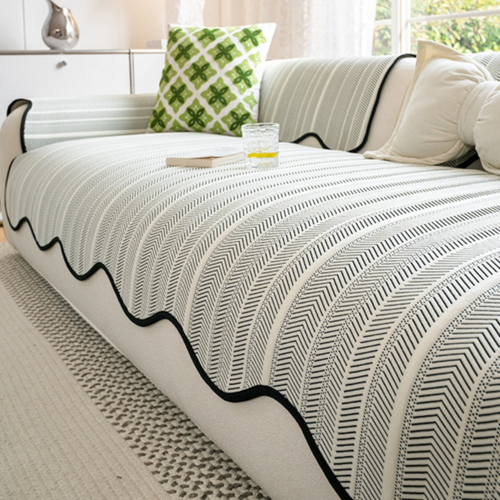 Visgraatplaid met Schelprand – Zachte Meubelhoes voor Bank, Stoel of Bed – Decoratieve Deken 90 tot 240 cm | Sulvida