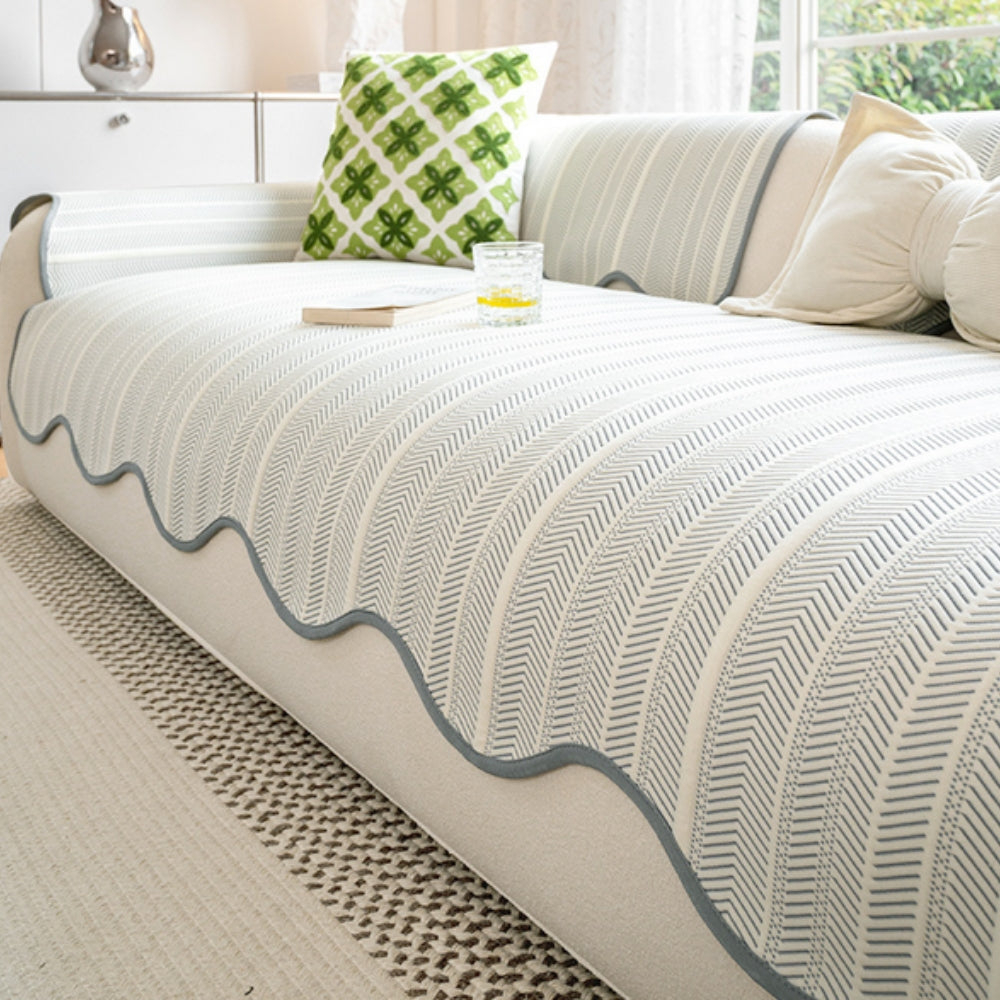 Visgraatplaid met Schelprand – Zachte Meubelhoes voor Bank, Stoel of Bed – Decoratieve Deken 90 tot 240 cm | Sulvida