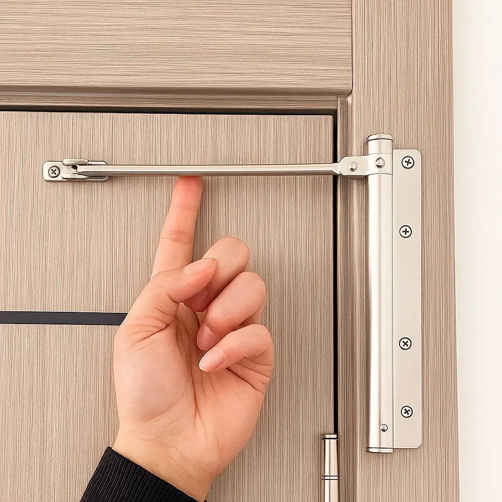 Automatische deurdranger verstelbaar edelstaal links en rechts voor woon- en slaapkamers en kantoren | Sulvida