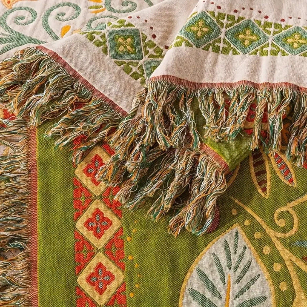 Bohemian Plaid Dubbelzijdig Katoenen Gauze met Franjes voor Bed Bank Woonkamer Decoratie Herfst Winter | Sulvida