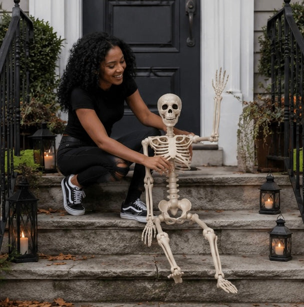 Verstelbaar Skelet Ophangdecoratie Halloween met Bewegende Gewrichten Griezelige Feestdecoratie Binnen Buiten | Sulvida