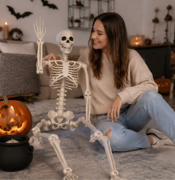 Verstelbaar Skelet Ophangdecoratie Halloween met Bewegende Gewrichten Griezelige Feestdecoratie Binnen Buiten | Sulvida