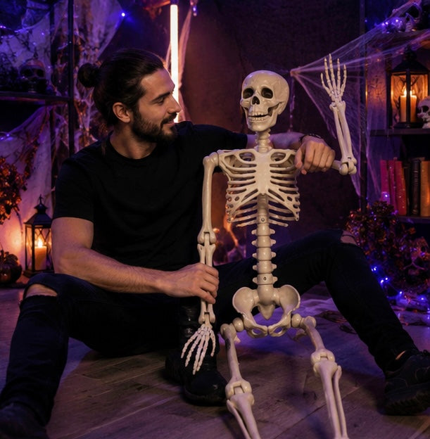 Verstelbaar Skelet Ophangdecoratie Halloween met Bewegende Gewrichten Griezelige Feestdecoratie Binnen Buiten | Sulvida