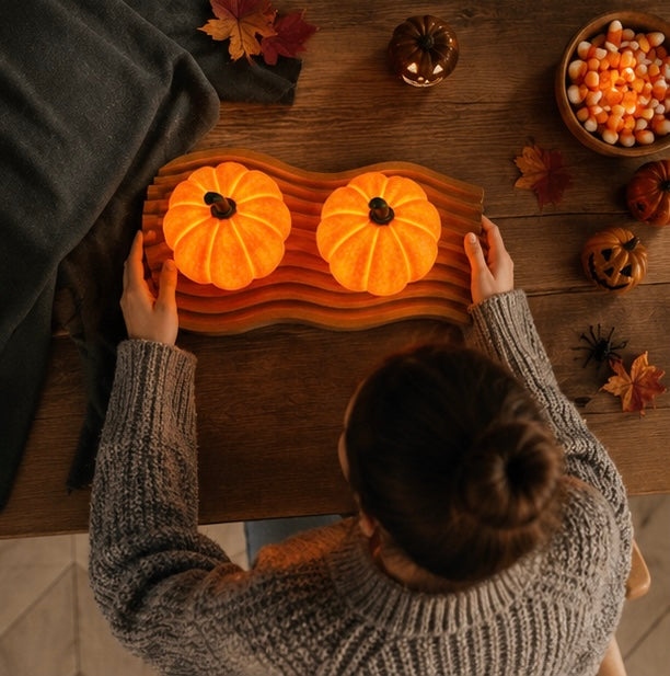 Pompoen nachtlampje met LED verlichting op batterijen decoratieve lantaarn voor Halloween feest en sfeervolle avonden | Sulvida
