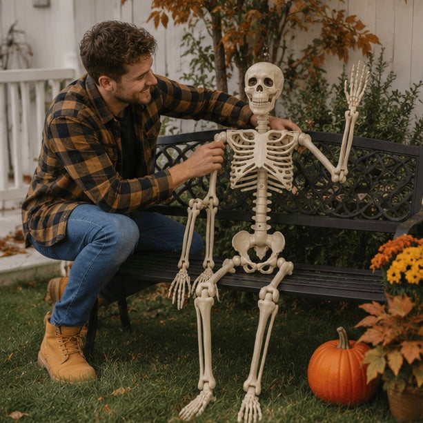 Verstelbaar Skelet Ophangdecoratie Halloween met Bewegende Gewrichten Griezelige Feestdecoratie Binnen Buiten | Sulvida