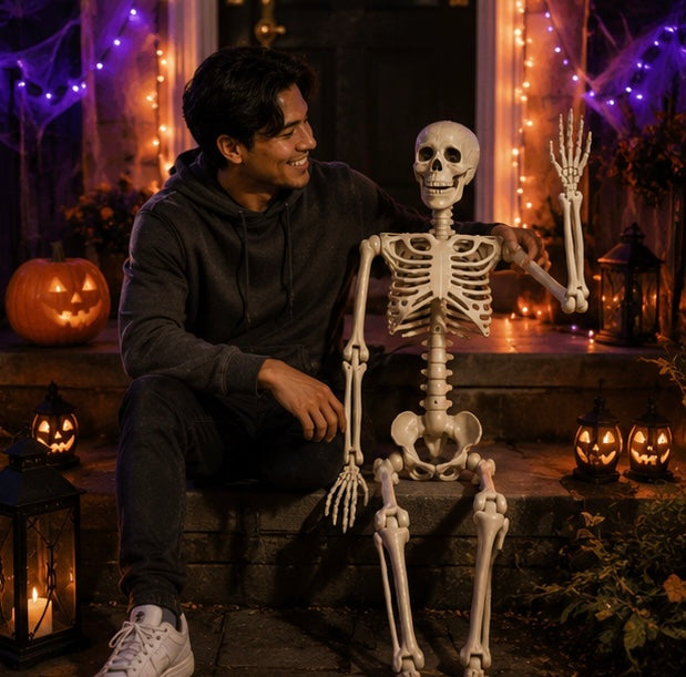 Verstelbaar Skelet Ophangdecoratie Halloween met Bewegende Gewrichten Griezelige Feestdecoratie Binnen Buiten | Sulvida