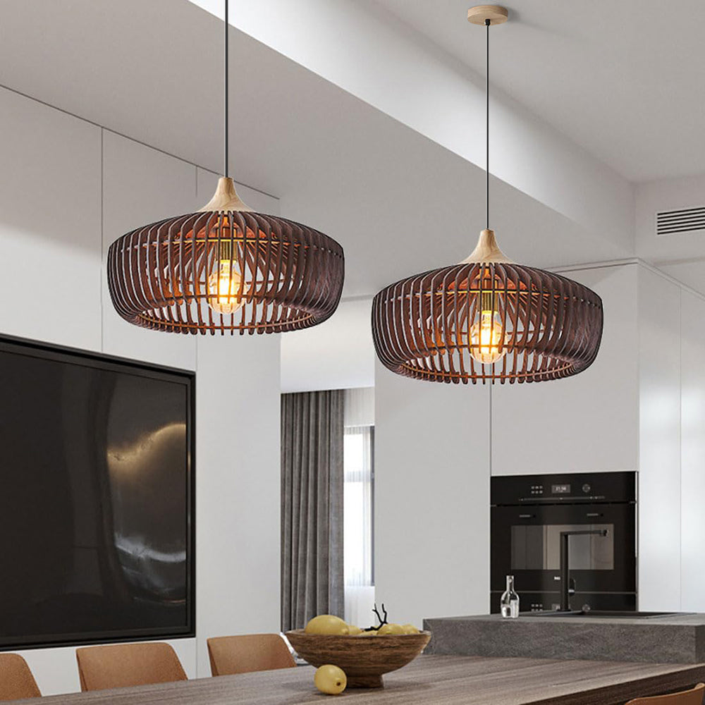 Hanglamp Hout Koepelvorm Japanse Stijl Woonkamer Slaapkamer Eetkamer Natuurlijke Sfeer Scandinavisch Design | Sulvida