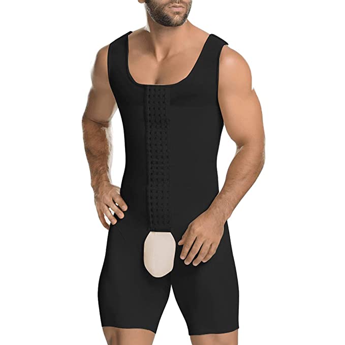 Heren Compressie Body Shaper met Hoge Compressie voor Buik en Borst – Zwart & Beige – Shapewear voor Mannen | Sulvida