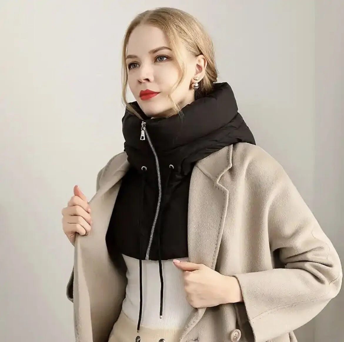 Capuchon Sjaal met Capuchon Polyester Katoen – Warme Halssjaal voor Winter – Effen Kleur One Size Unisex | Sulvida