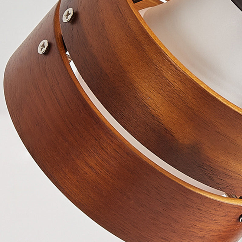 Japanse ronde wandlamp hout ijzer acryl rustieke stijl sfeervol licht slaapkamer woonkamer hal E26 fitting | Sulvida