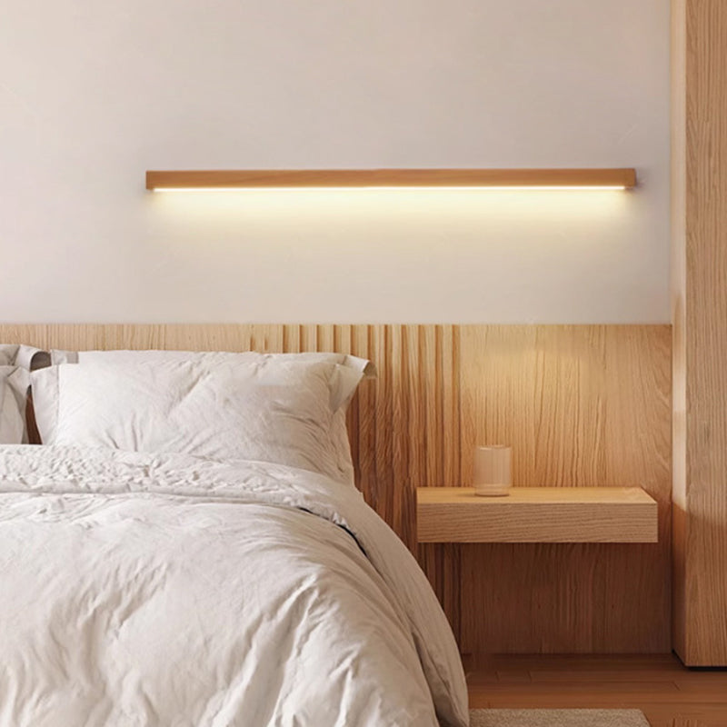 Houten wandlamp LED 60-180 cm bruin rechthoekig modern design sfeerverlichtingen wandverlichting interieur | Sulvida