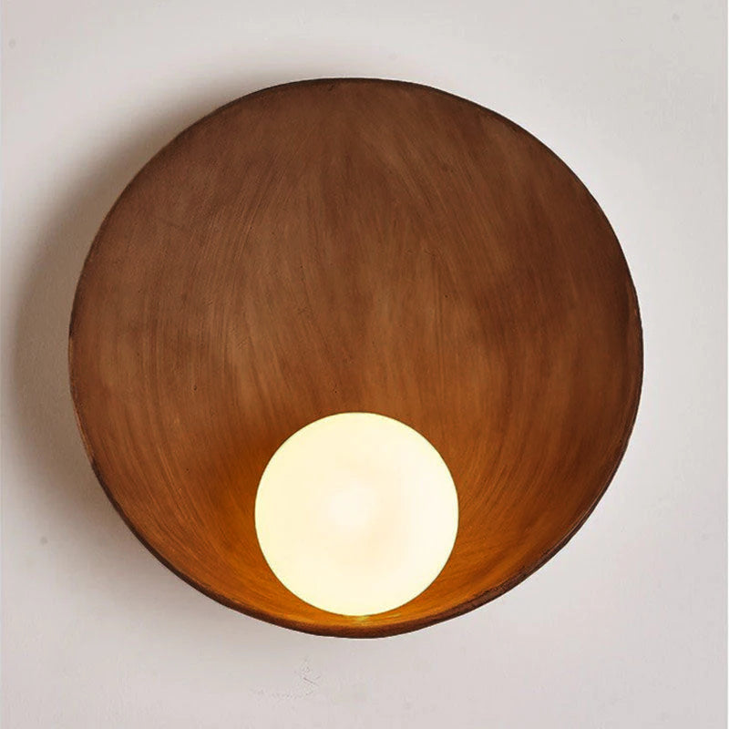 Ronde Wandlamp Met Hars En IJzeren Kap Minimalistische Verlichting Woon- En Slaapkamer Warm Wit Licht | Sulvida