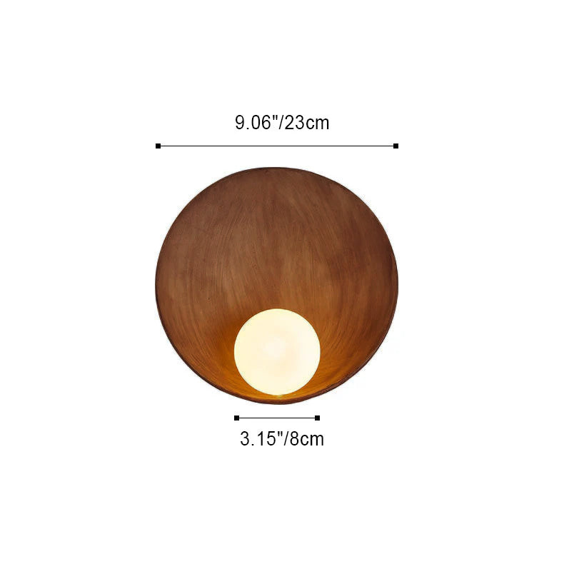 Ronde Wandlamp Met Hars En IJzeren Kap Minimalistische Verlichting Woon- En Slaapkamer Warm Wit Licht | Sulvida