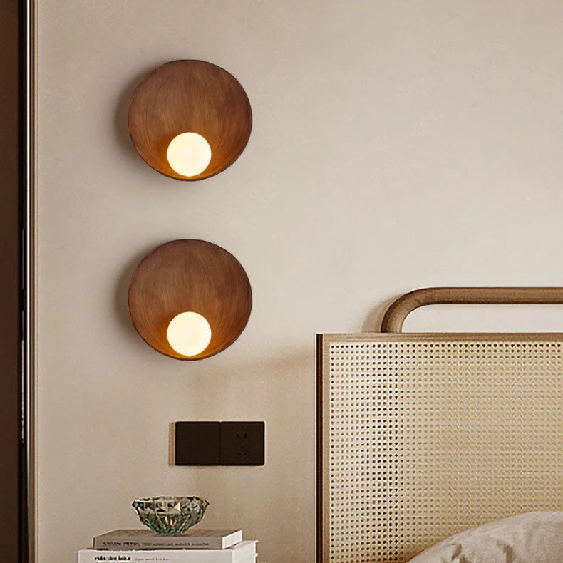 Ronde Wandlamp Met Hars En IJzeren Kap Minimalistische Verlichting Woon- En Slaapkamer Warm Wit Licht | Sulvida