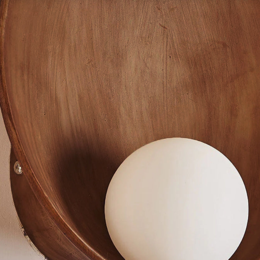 Ronde Wandlamp Met Hars En IJzeren Kap Minimalistische Verlichting Woon- En Slaapkamer Warm Wit Licht | Sulvida