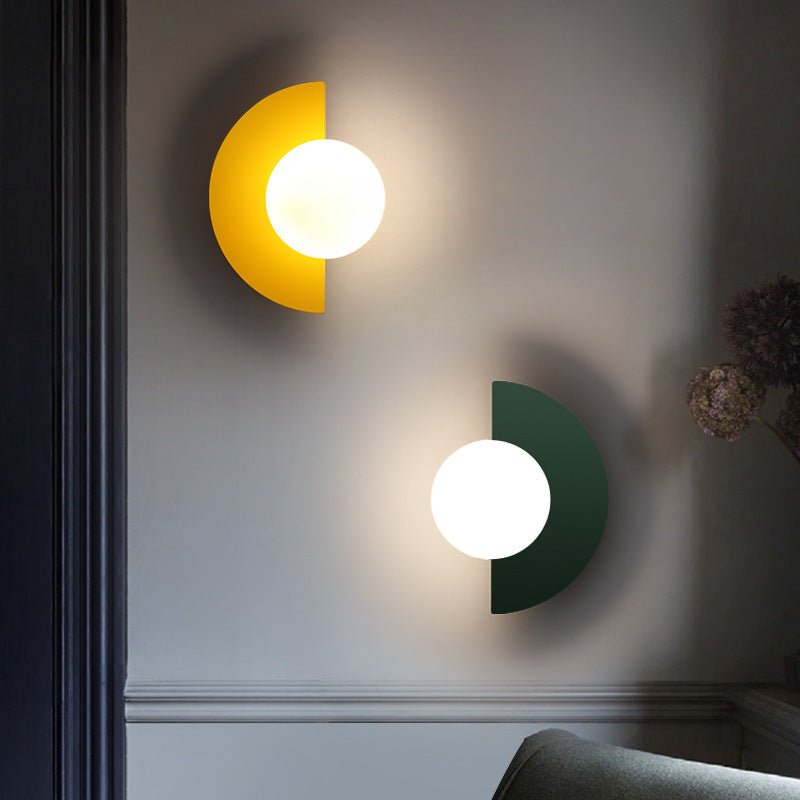 Glazen Wandlamp Halve Bol IJzer Glas E14 Fitting 1 Lichtpunt Modern Design Slaapkamer Woonkamer Verlichting | Sulvida
