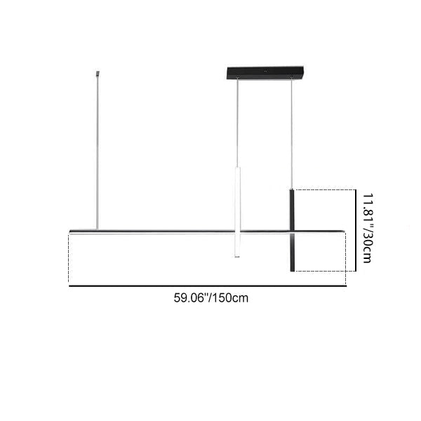 LED-lijnlamp met moderne lijnen voor eetkamer en keuken zwart wit minimalistisch verlichting hangend | Sulvida