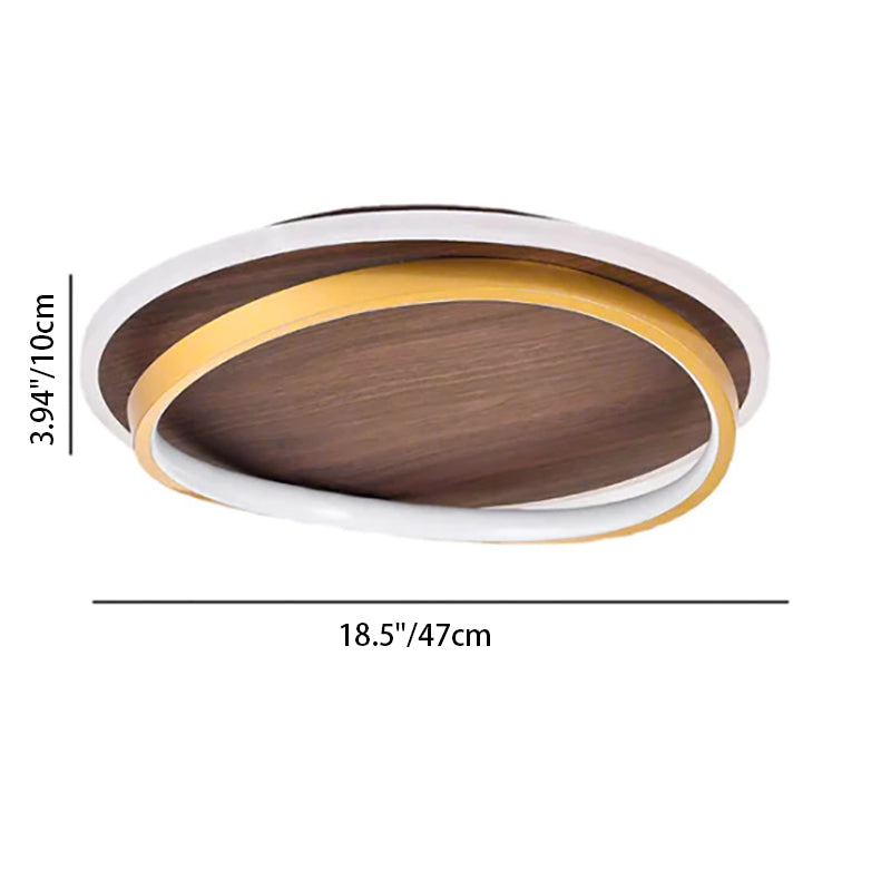 Ronde plafondlamp met notenhoutlook en geïntegreerde LED dimbaar met afstandsbediening moderne plafondverlichting | Sulvida