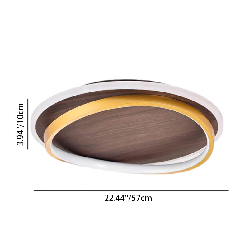 Ronde plafondlamp met notenhoutlook en geïntegreerde LED dimbaar met afstandsbediening moderne plafondverlichting | Sulvida