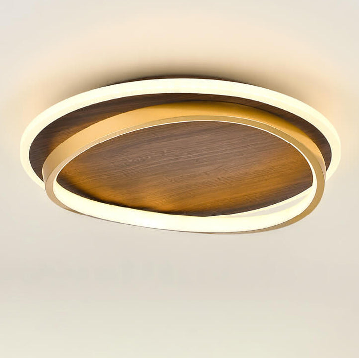 Ronde plafondlamp met notenhoutlook en geïntegreerde LED dimbaar met afstandsbediening moderne plafondverlichting | Sulvida