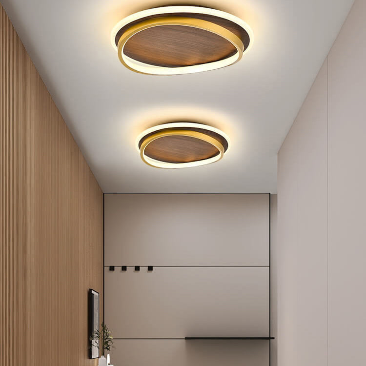 Ronde plafondlamp met notenhoutlook en geïntegreerde LED dimbaar met afstandsbediening moderne plafondverlichting | Sulvida