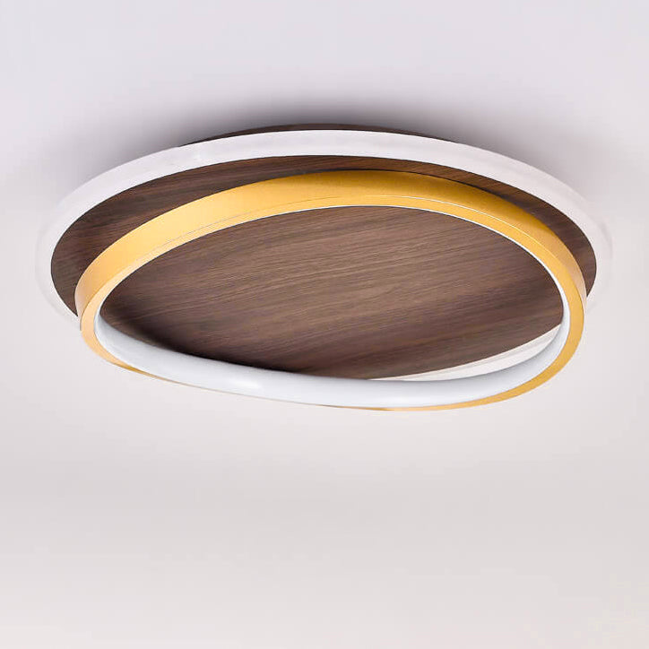 Ronde plafondlamp met notenhoutlook en geïntegreerde LED dimbaar met afstandsbediening moderne plafondverlichting | Sulvida
