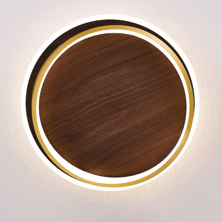 Ronde plafondlamp met notenhoutlook en geïntegreerde LED dimbaar met afstandsbediening moderne plafondverlichting | Sulvida