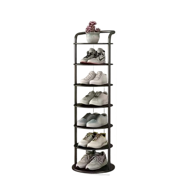 Schoenenrek Metaal Zwart Wit Goud 5 6 7 8 Lagen Hal Gang Opbergen Compact Minimalistisch Rond Design Schoenen | Sulvida