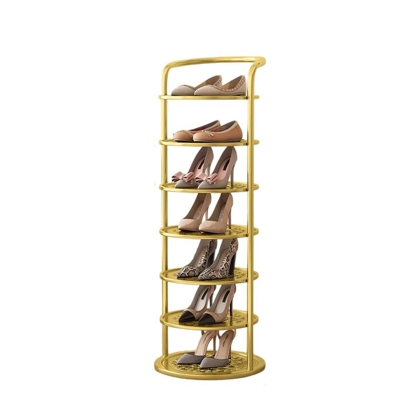 Schoenenrek Metaal Zwart Wit Goud 5 6 7 8 Lagen Hal Gang Opbergen Compact Minimalistisch Rond Design Schoenen | Sulvida