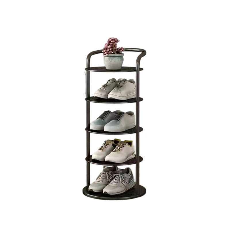 Schoenenrek Metaal Zwart Wit Goud 5 6 7 8 Lagen Hal Gang Opbergen Compact Minimalistisch Rond Design Schoenen | Sulvida