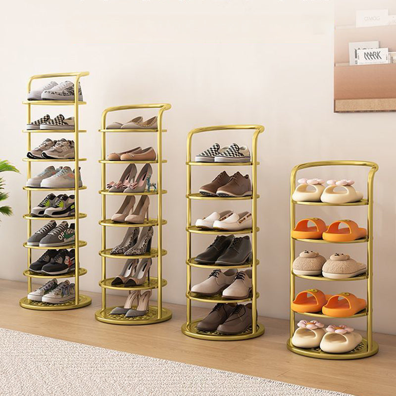 Schoenenrek Metaal Zwart Wit Goud 5 6 7 8 Lagen Hal Gang Opbergen Compact Minimalistisch Rond Design Schoenen | Sulvida