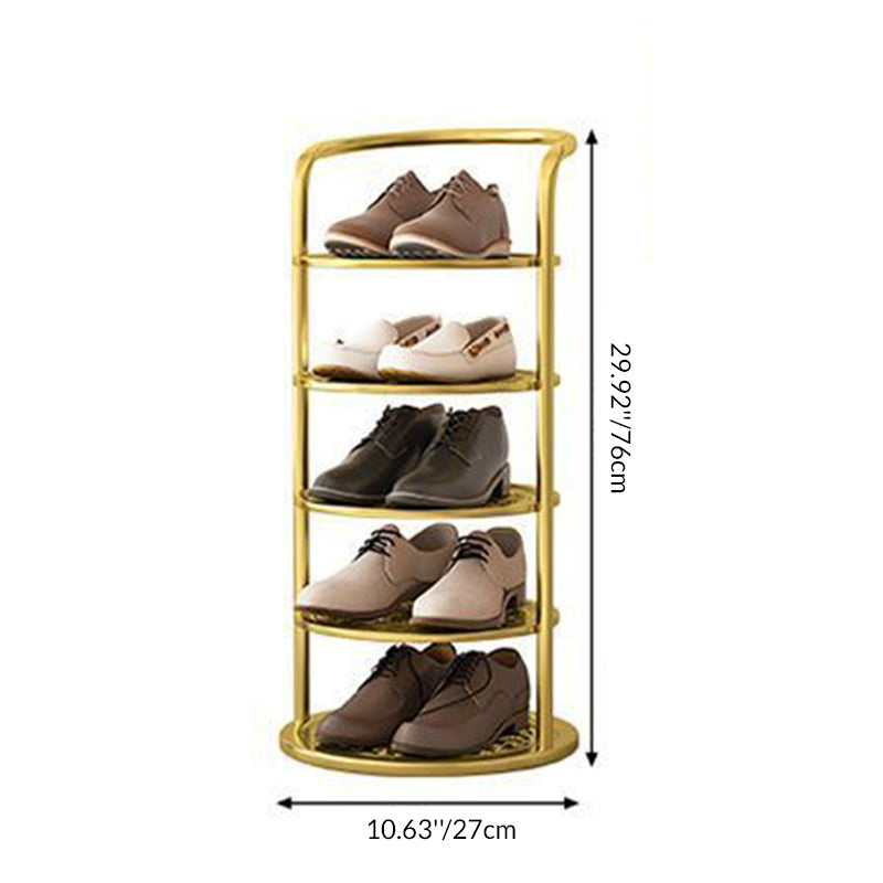 Schoenenrek Metaal Zwart Wit Goud 5 6 7 8 Lagen Hal Gang Opbergen Compact Minimalistisch Rond Design Schoenen | Sulvida