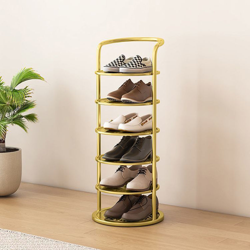 Schoenenrek Metaal Zwart Wit Goud 5 6 7 8 Lagen Hal Gang Opbergen Compact Minimalistisch Rond Design Schoenen | Sulvida