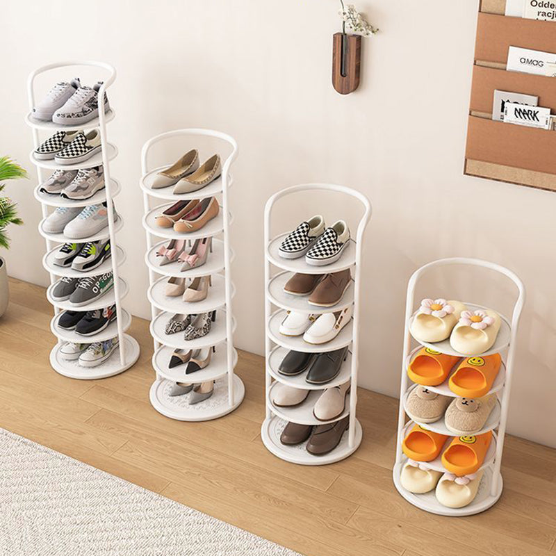 Schoenenrek Metaal Zwart Wit Goud 5 6 7 8 Lagen Hal Gang Opbergen Compact Minimalistisch Rond Design Schoenen | Sulvida