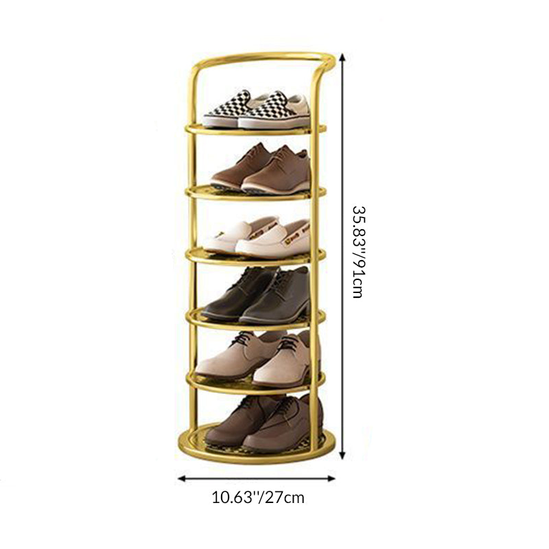 Schoenenrek Metaal Zwart Wit Goud 5 6 7 8 Lagen Hal Gang Opbergen Compact Minimalistisch Rond Design Schoenen | Sulvida