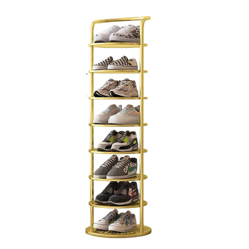 Schoenenrek Metaal Zwart Wit Goud 5 6 7 8 Lagen Hal Gang Opbergen Compact Minimalistisch Rond Design Schoenen | Sulvida
