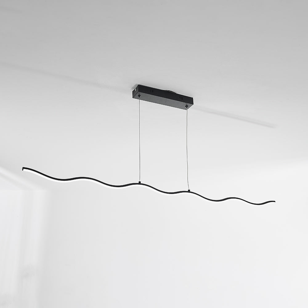 Moderne LED Hanglamp Golvende Lijn Zwart Wit Design Woonkamer Slaapkamer Eetkamer Dimbaar Verstelbaar | Sulvida