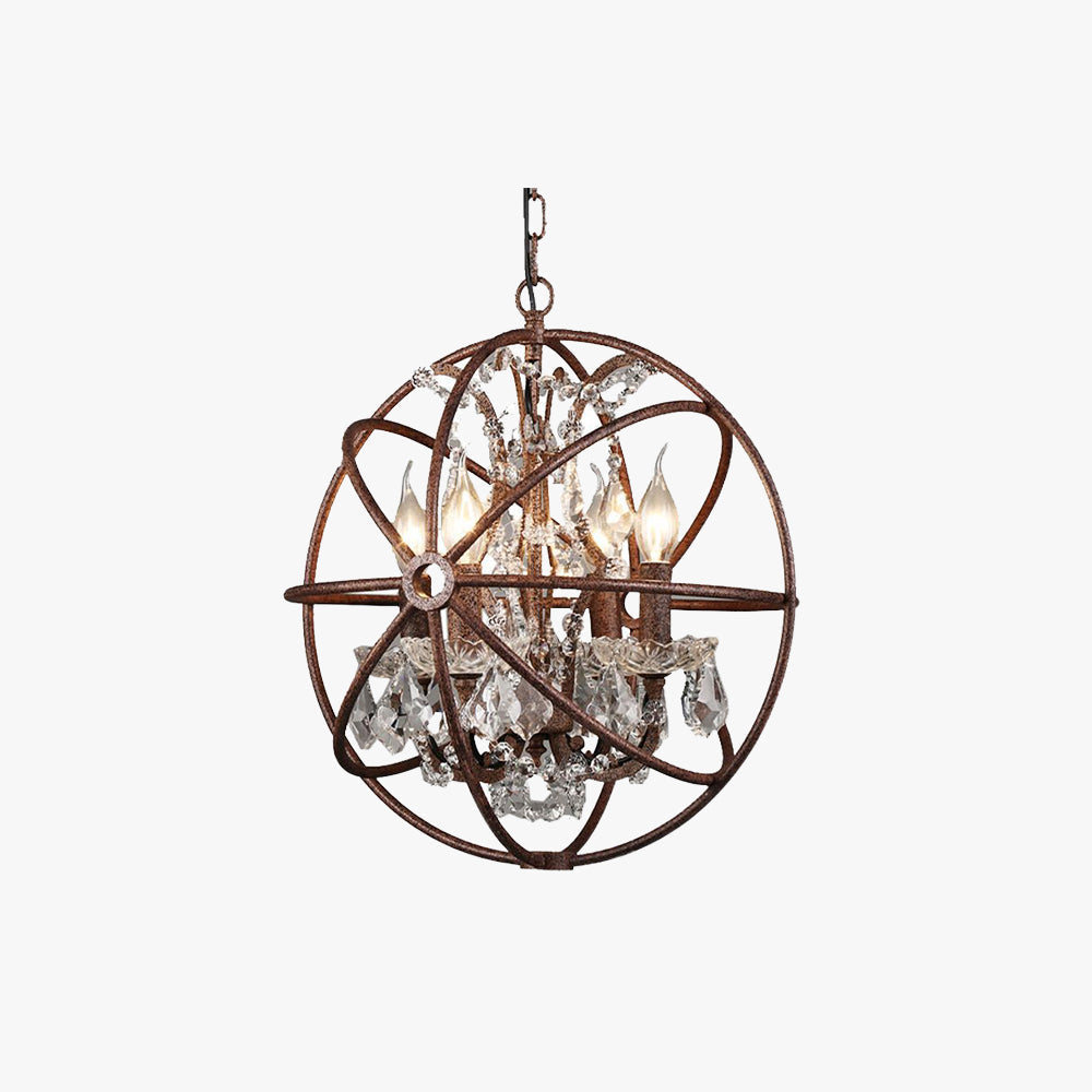 Hanglamp Vintage Metaal Kristal Kaarslicht 4-Lichts Zwart Roest Woonkamer Eetkamer Slaapkamer Retro Sfeer | Sulvida
