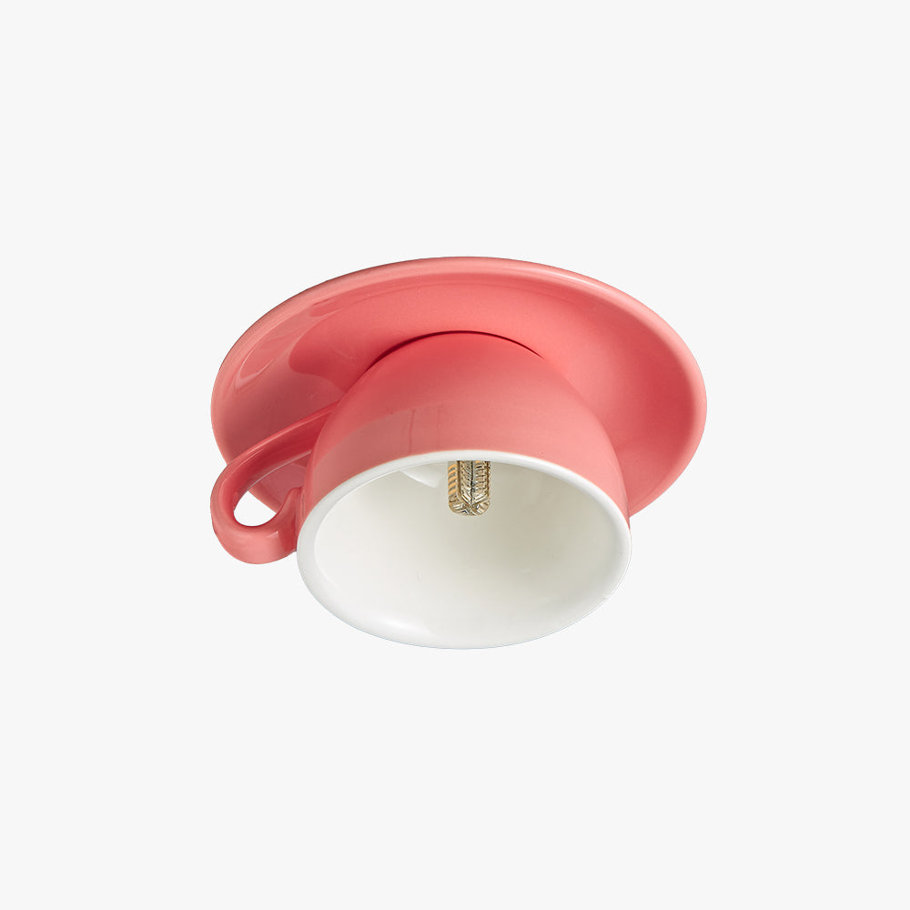 Keramische Plafondlamp Koffiekopje Design Creatieve Spot Blauw Roze Geel Woonkamer Slaapkamer Speels | Sulvida