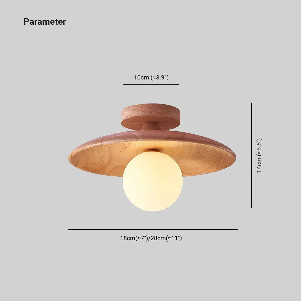 Houten Plafondlamp met Glazen Kap 18cm 28cm G9 Fitting Scandinavisch Natuurlijk Hout Design Keuken Gang Hal | Sulvida