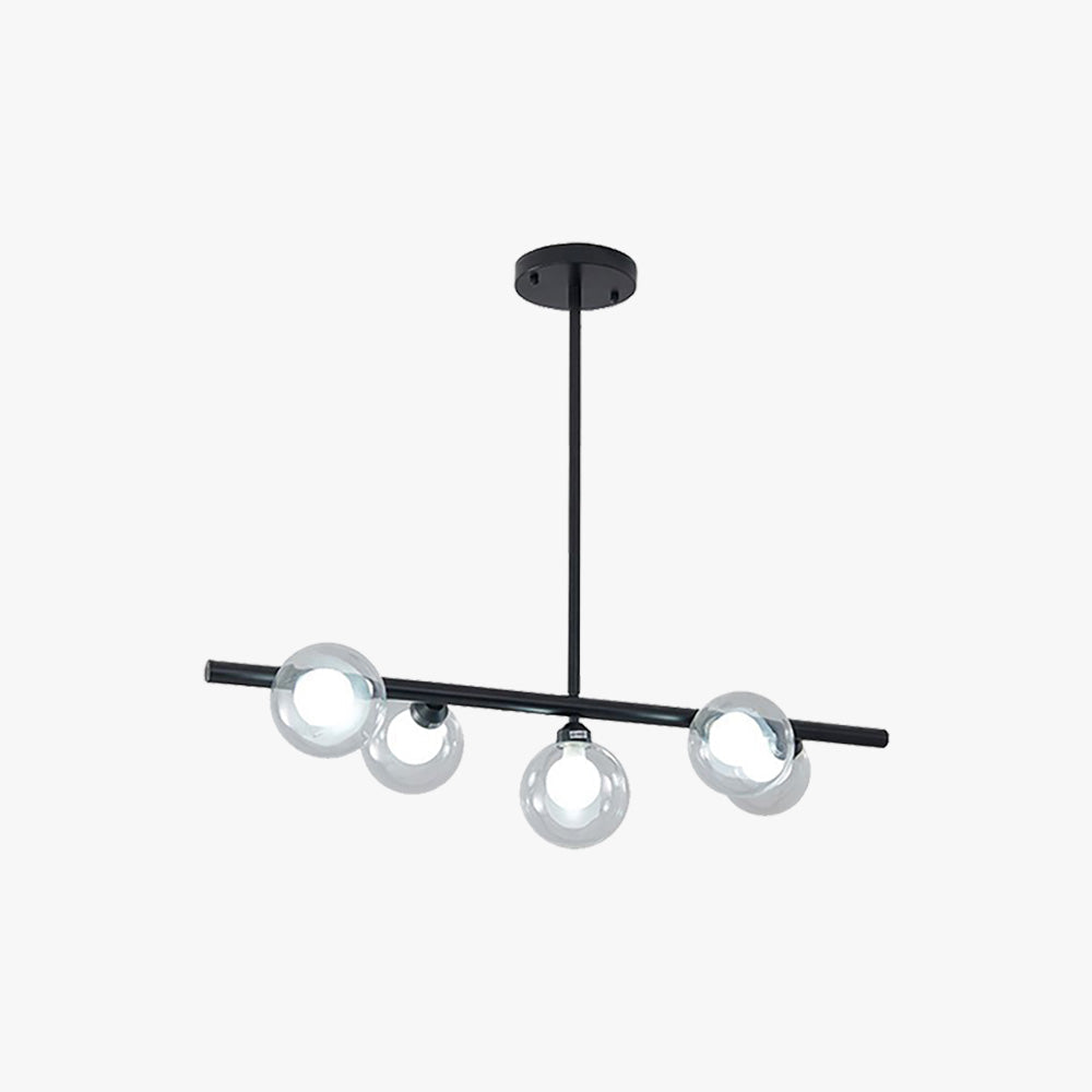 Hanglamp Lineair Glas Metaal 5-6 Lichtpunten Scandinavisch Design Eetkamer Keukeneiland Woonkamer Armatuur | Sulvida