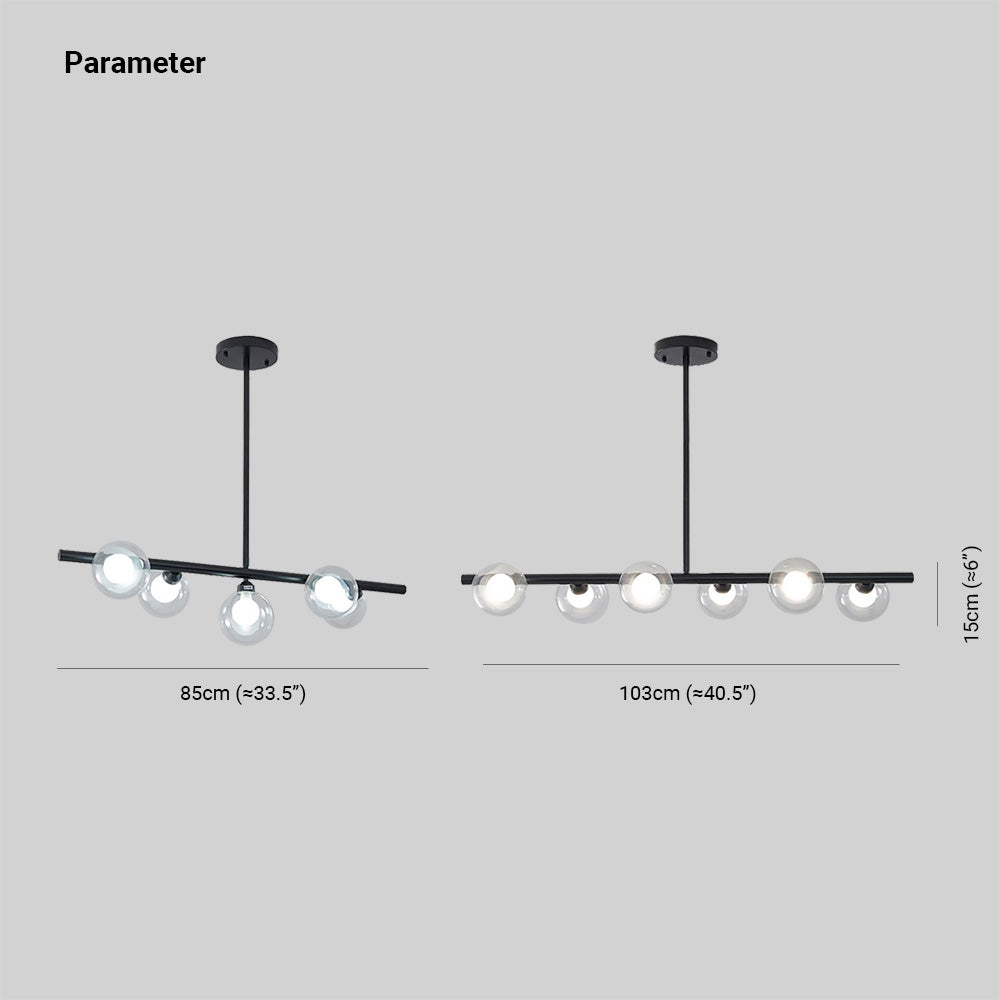 Hanglamp Lineair Glas Metaal 5-6 Lichtpunten Scandinavisch Design Eetkamer Keukeneiland Woonkamer Armatuur | Sulvida