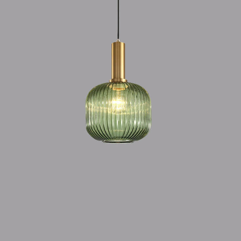 Glazen hanglamp met gestreept design één lichtpunt modern minimalistisch sfeervol woonkamer eetkamer | Sulvida