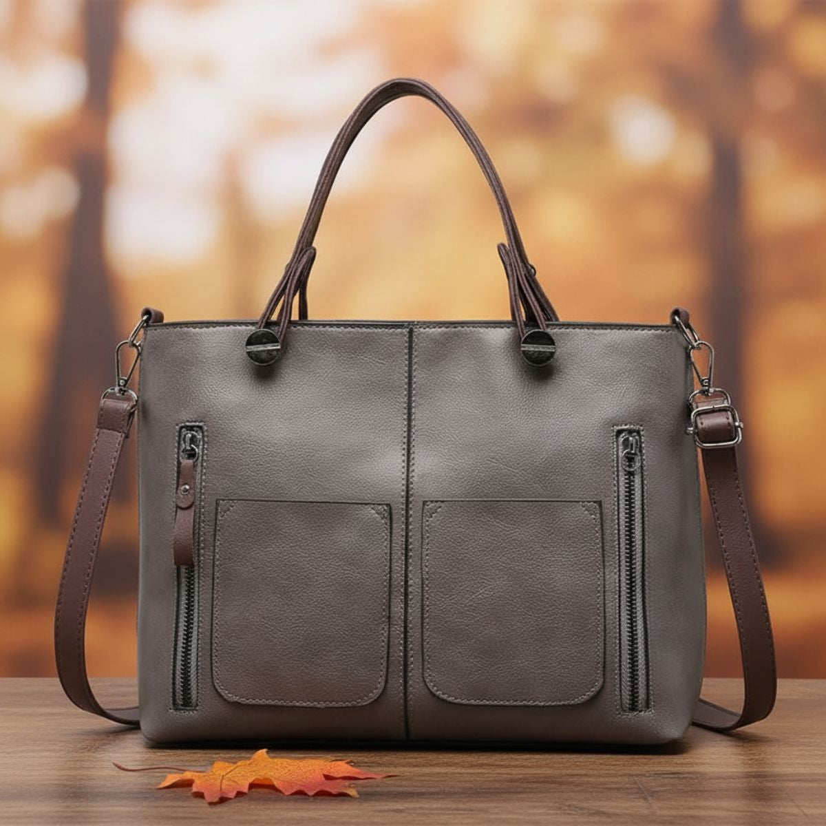 Leren Schoudertas Dames Klassiek Elegante Vintage Look Tijdloze Accessoire Handtas Crossbody Bruin Zwart Grijs | Sulvida